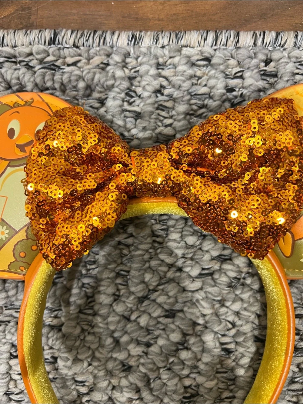 Epcot Orange Bird Flowers And Garden Sequin Bow Minnie Ears